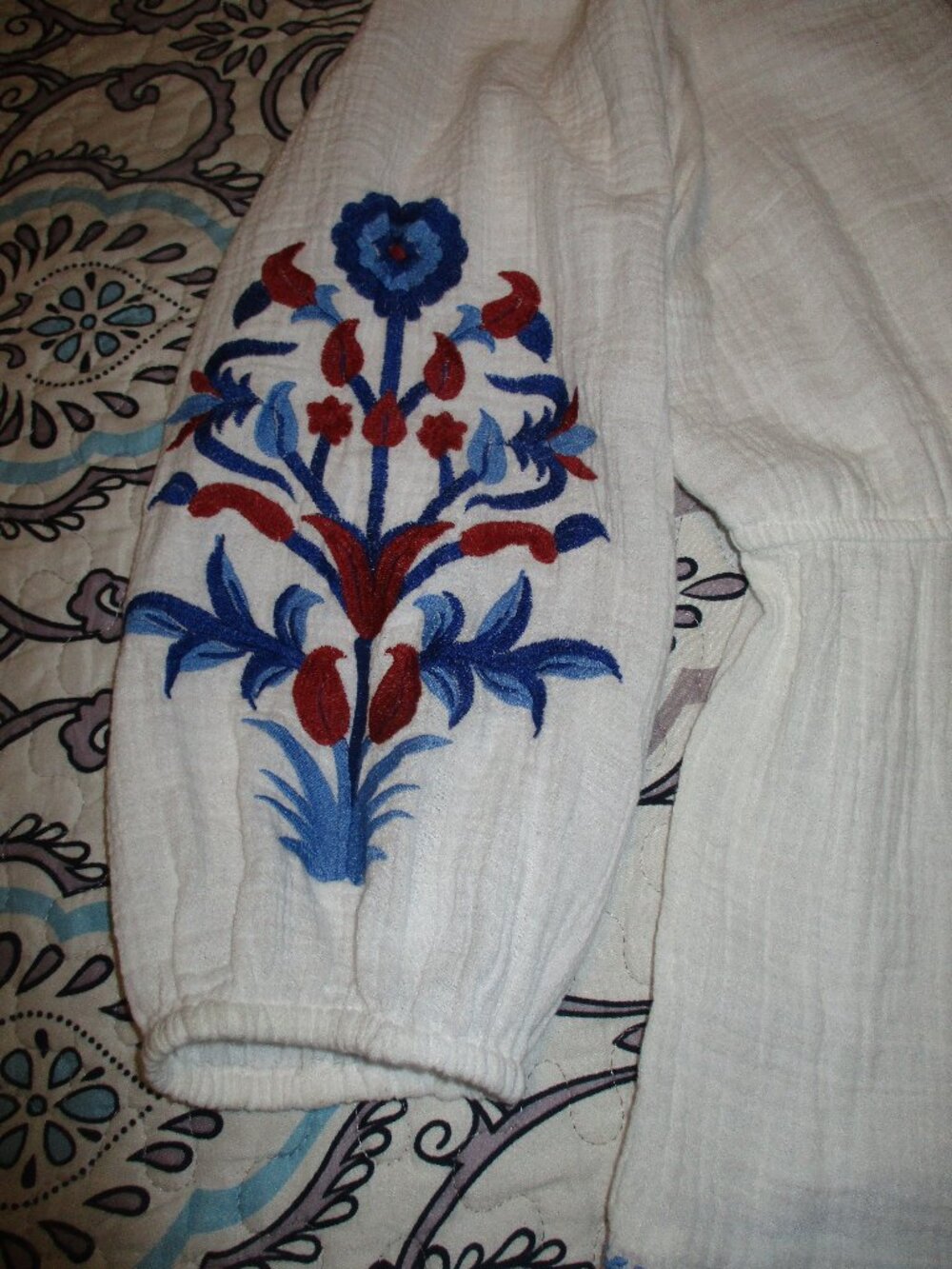 SOFT SURROUNDINGS Sarnia Embroidered  Midi Cotton Gauze Dress XLarge - Picture 4 of 9